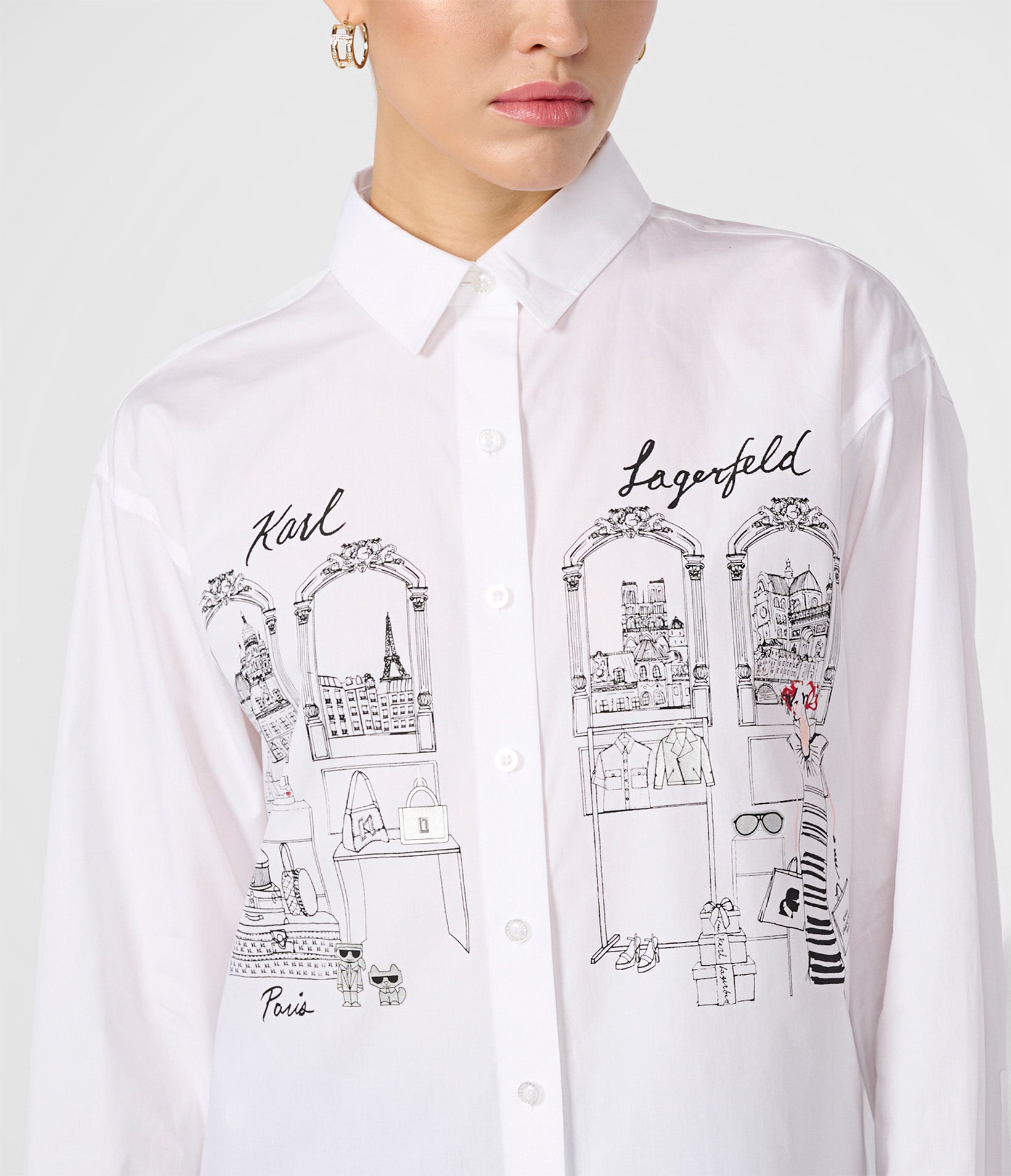 WHITE SHIRT WITH PARIS BOUTIQUE SCENE