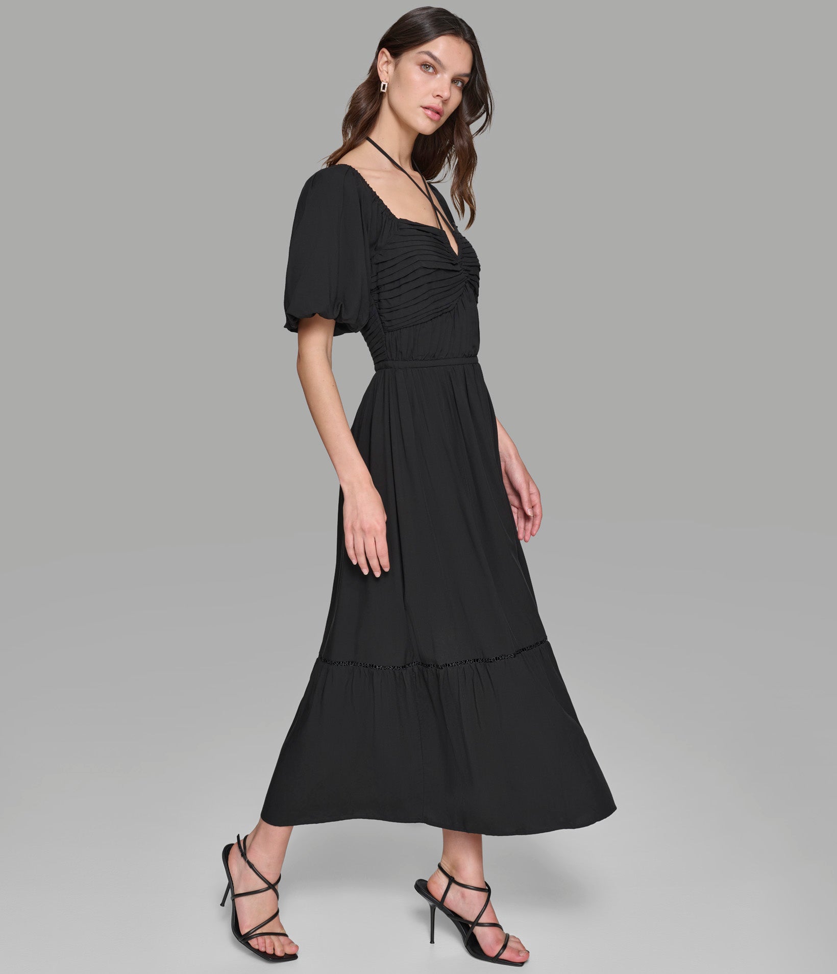 SHORT SLEEVED TIERED MAXI DRESS