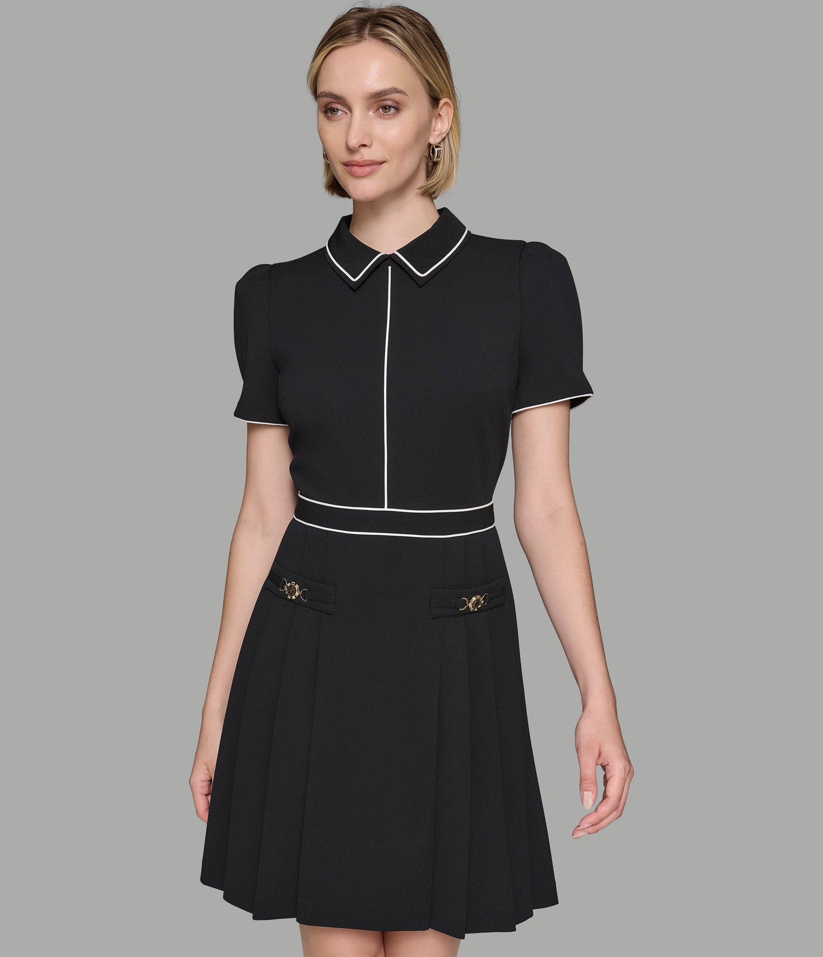 SHORT SLEEVE COLLAR A LINE DRESS Karl Lagerfeld Paris