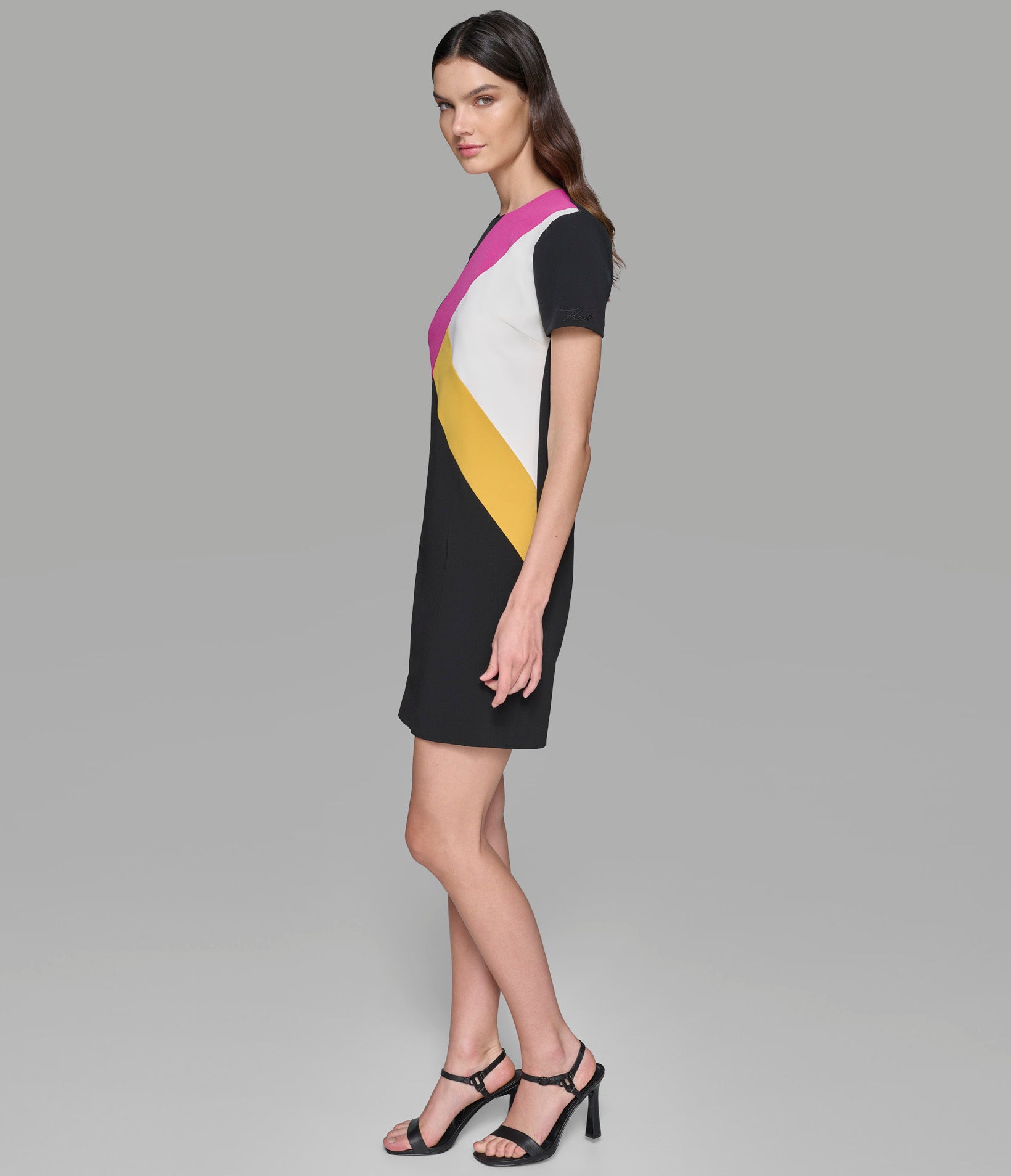 COLORBLOCK KNEE LENGTH DRESS