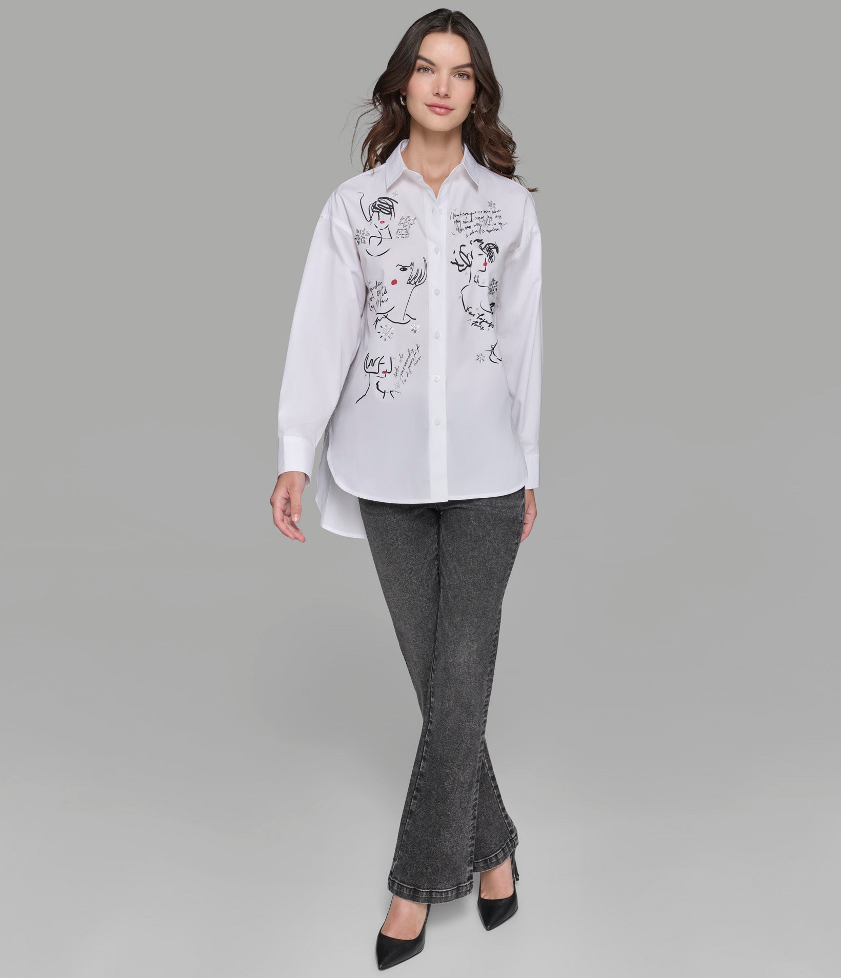 KARL SAYINGS EMBELLISHED POPLIN SHIRT