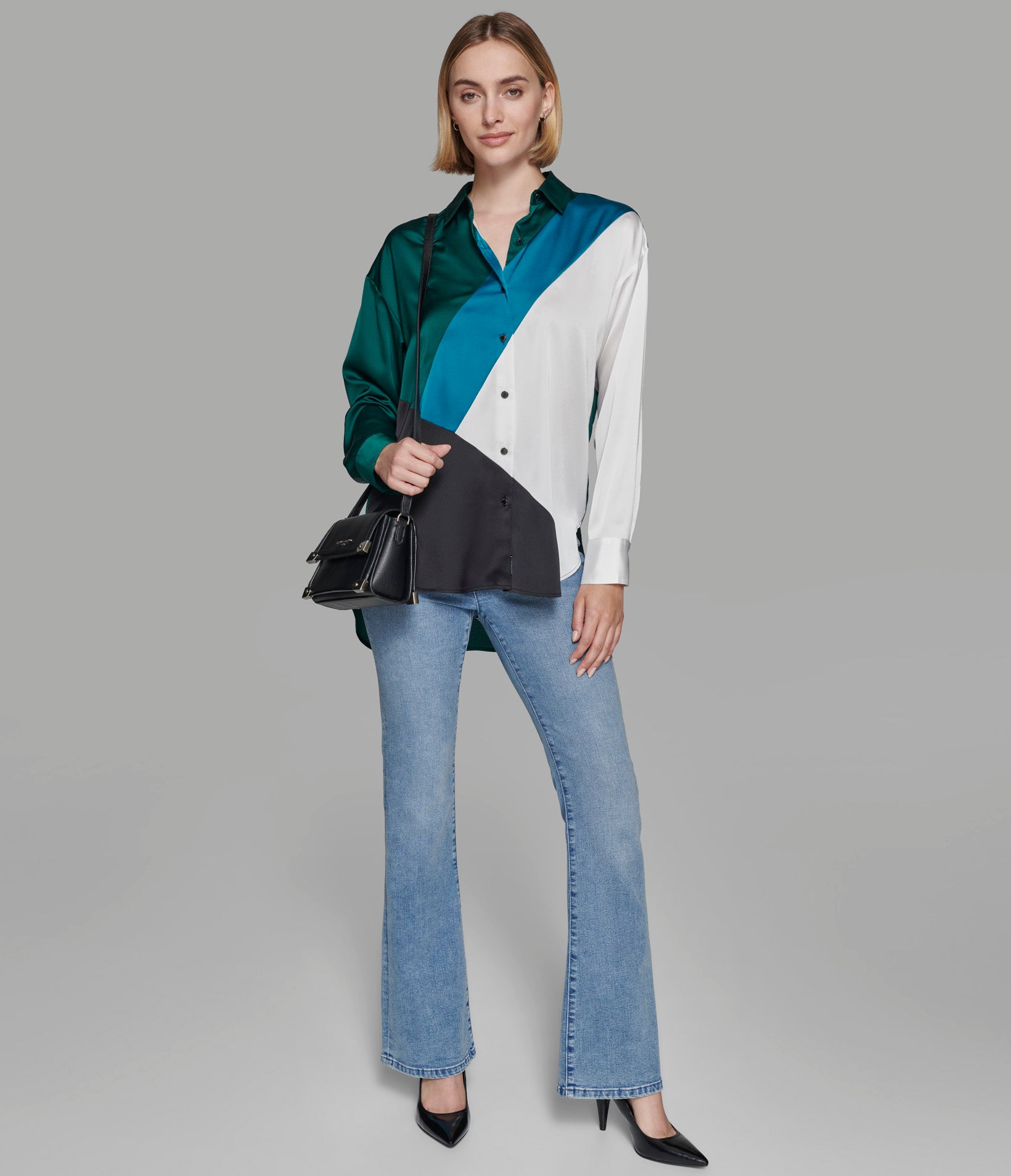 COLORBLOCK CDC SATIN BLOUSE SOFT