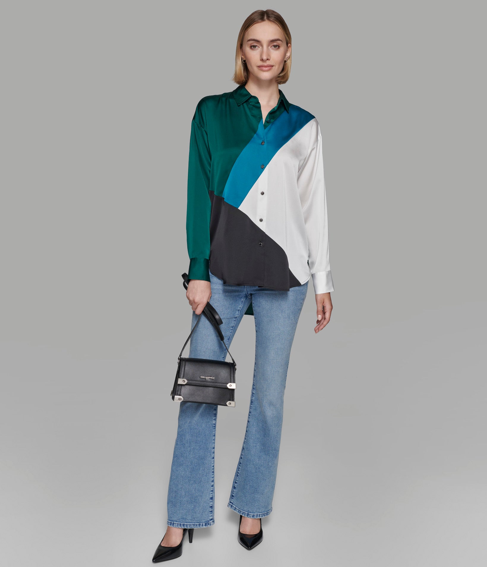 COLORBLOCK CDC SATIN BLOUSE SOFT