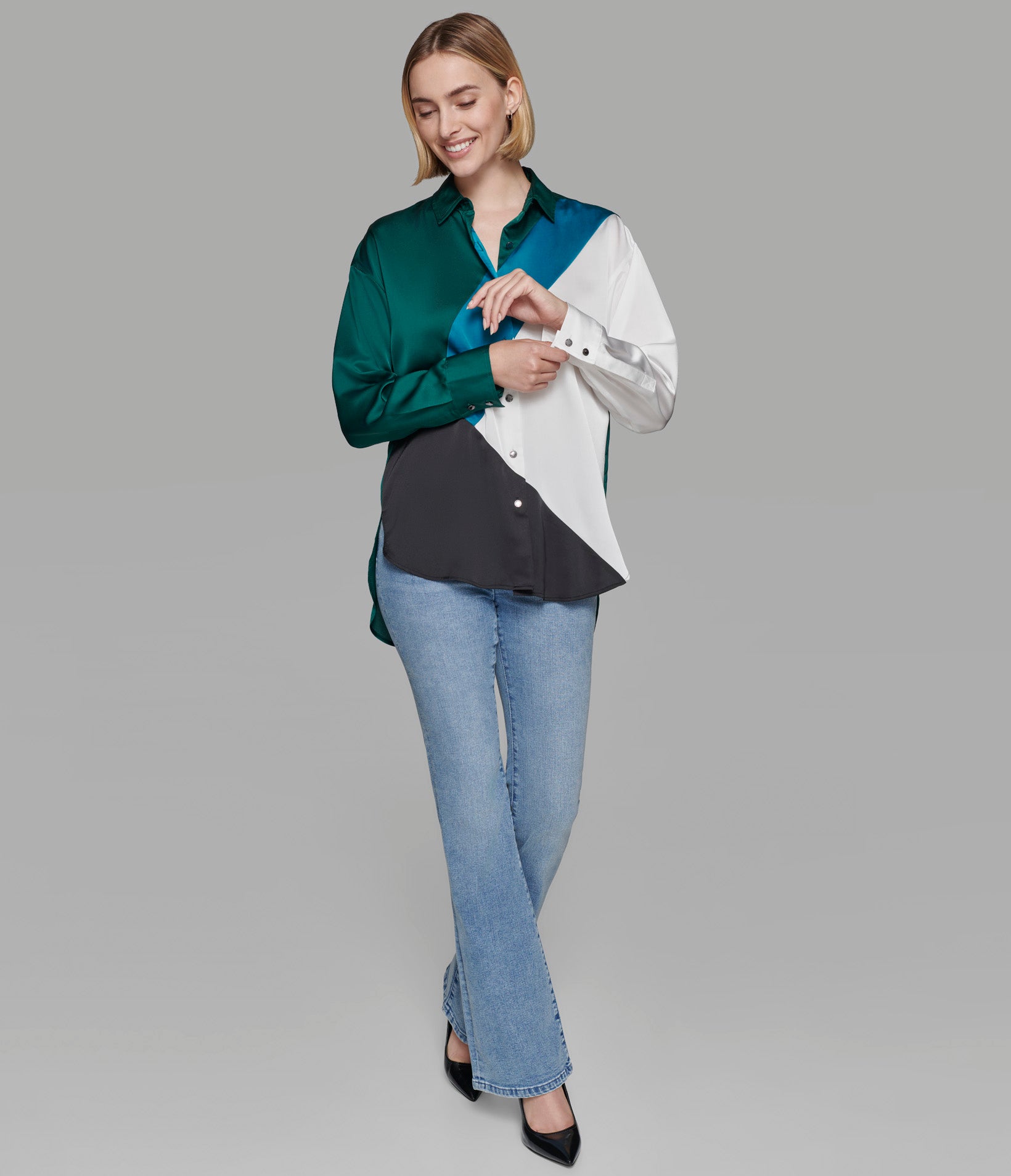 COLORBLOCK CDC SATIN BLOUSE SOFT