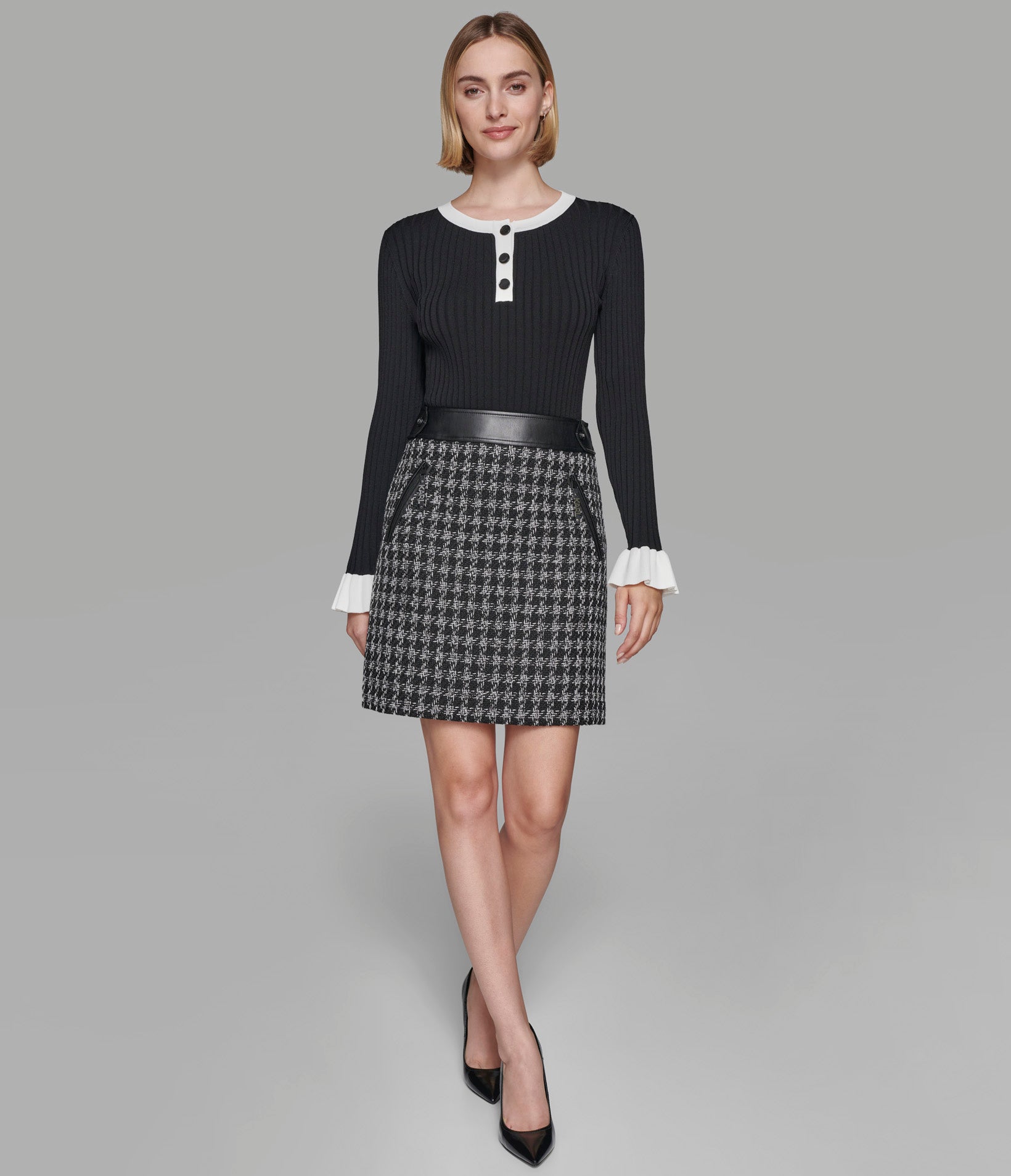 TWEED MINI SKIRT WITH TRIM