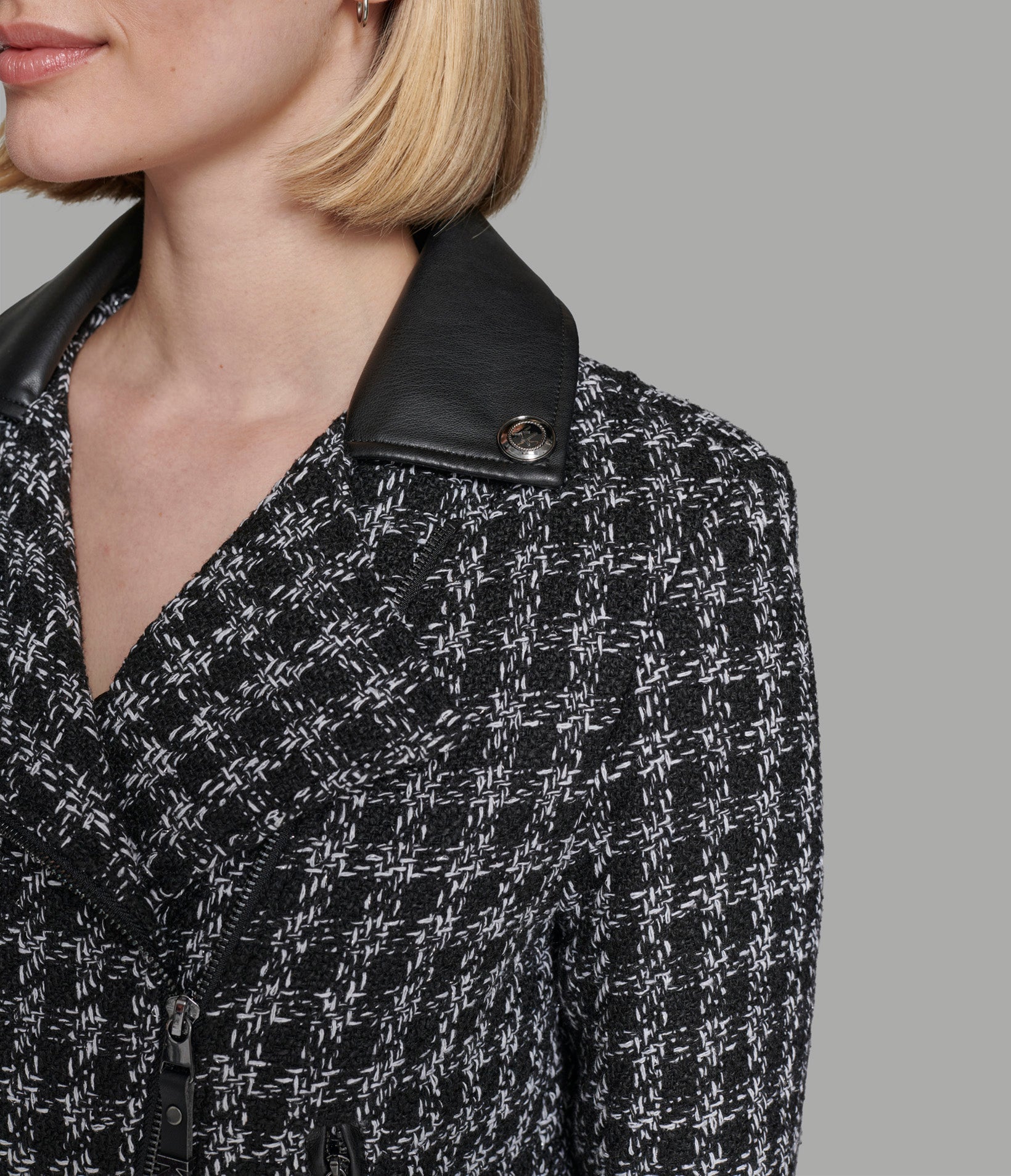 TWEED MOTO JACKET WITH TRIM