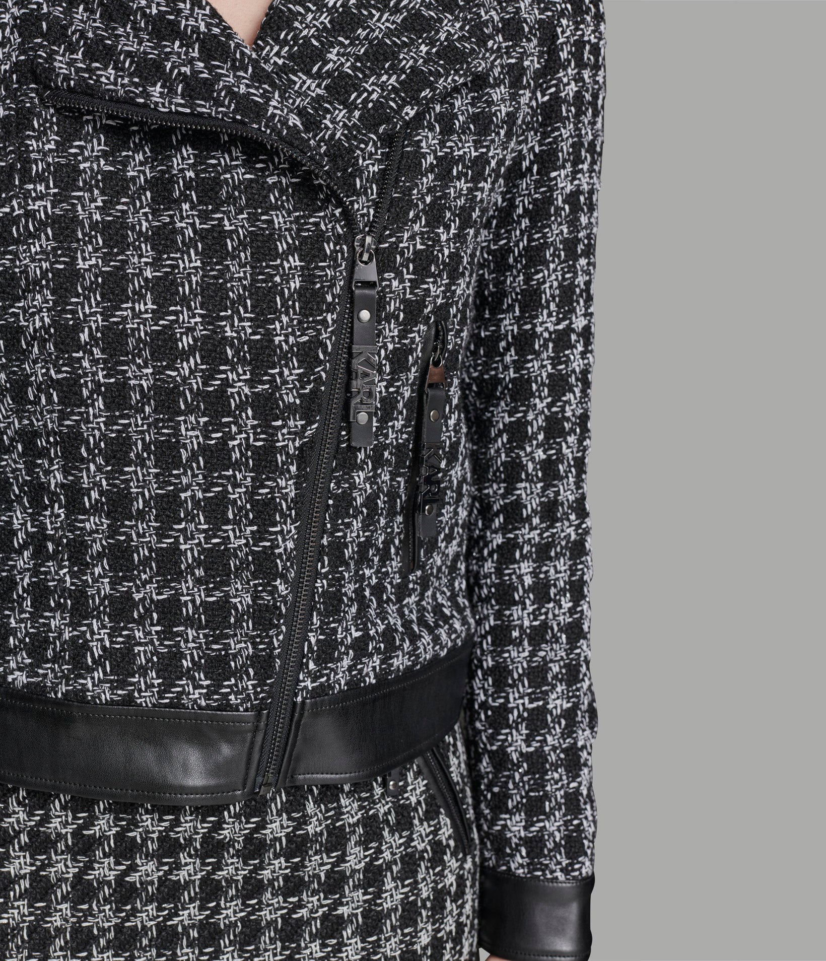 TWEED MOTO JACKET WITH TRIM