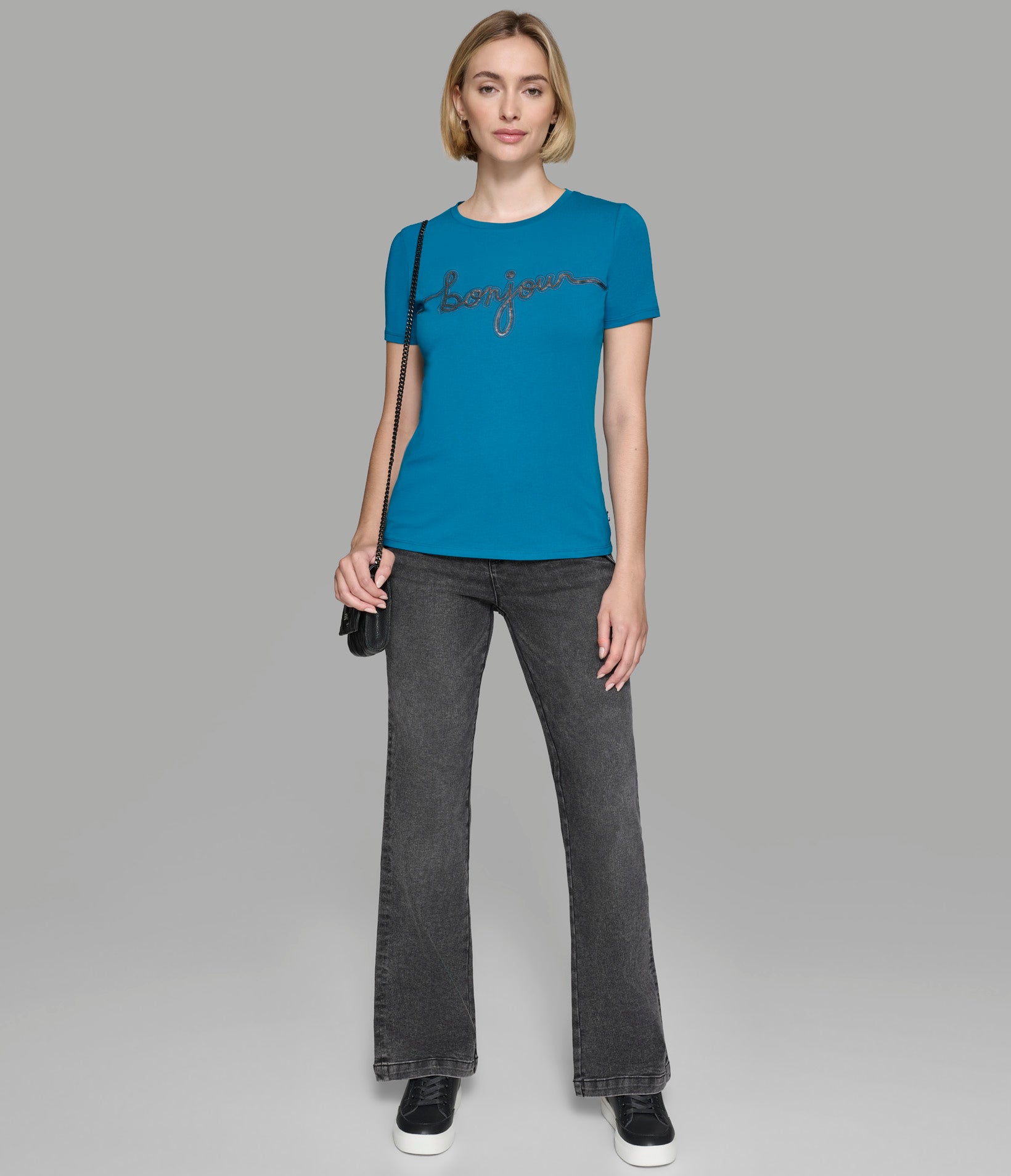 BONJOUR SCRIPT SEQUIN TEE