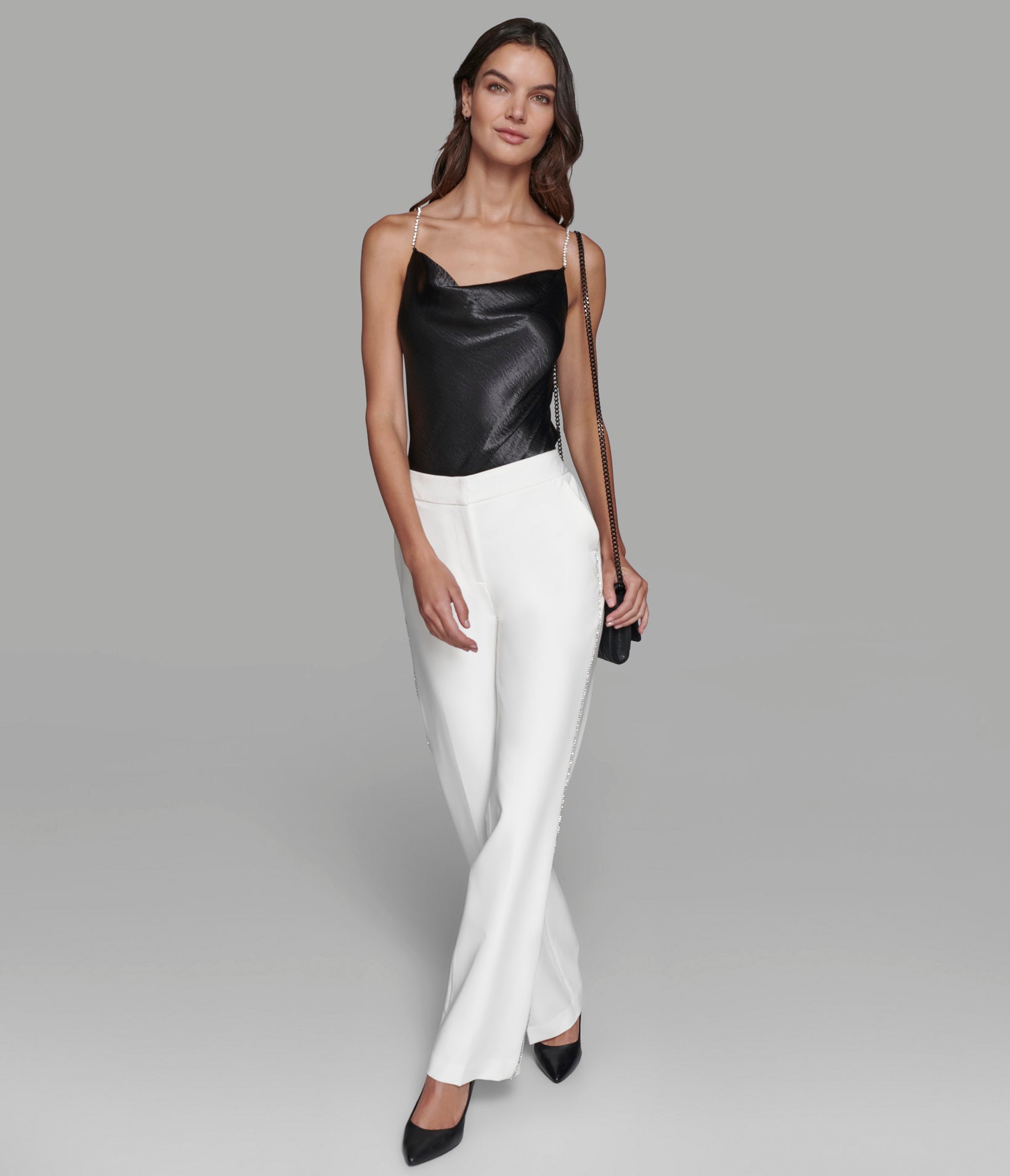 RHINESTONE TRIM SUITING PANT