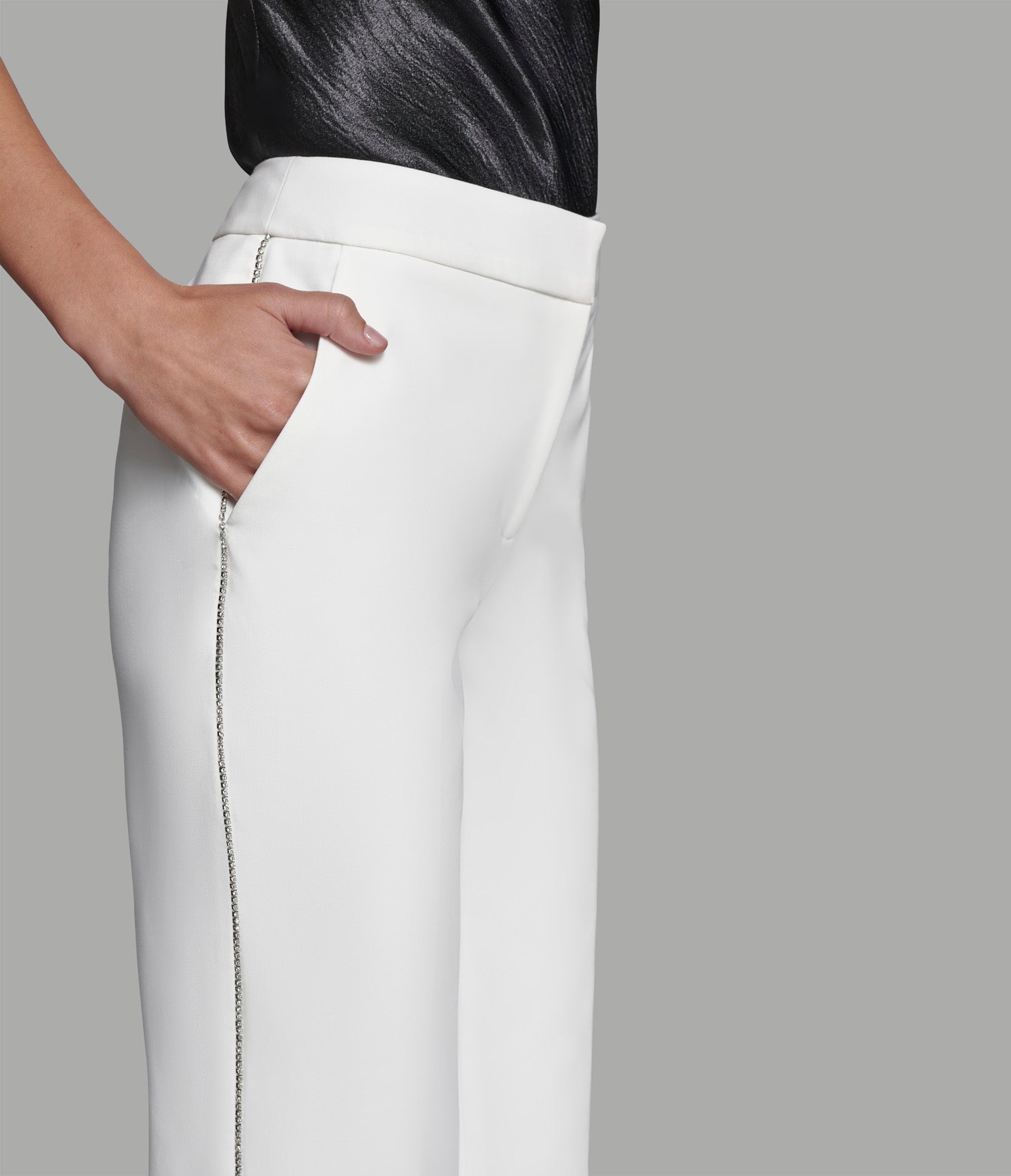 RHINESTONE TRIM SUITING PANT