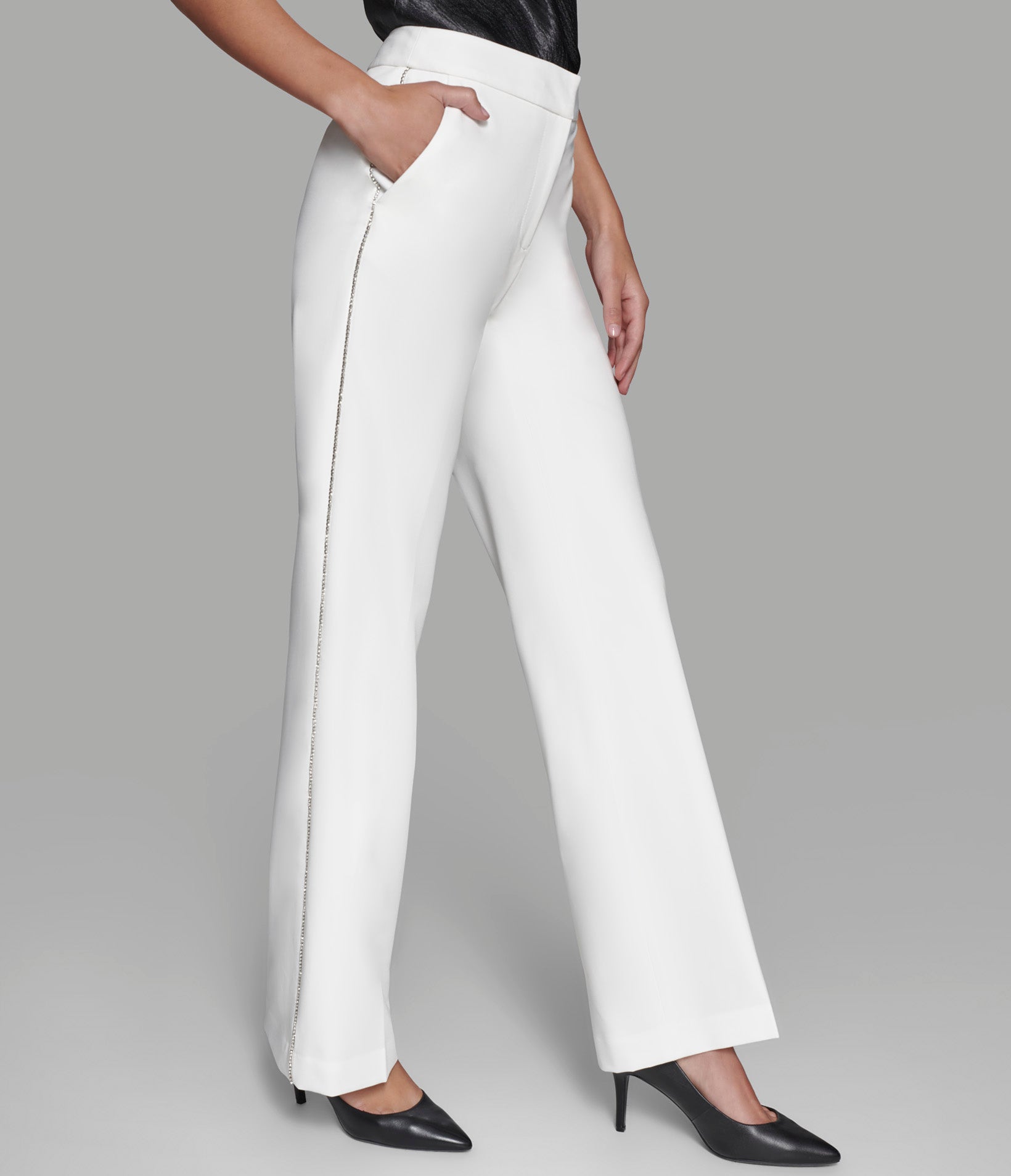 RHINESTONE TRIM SUITING PANT