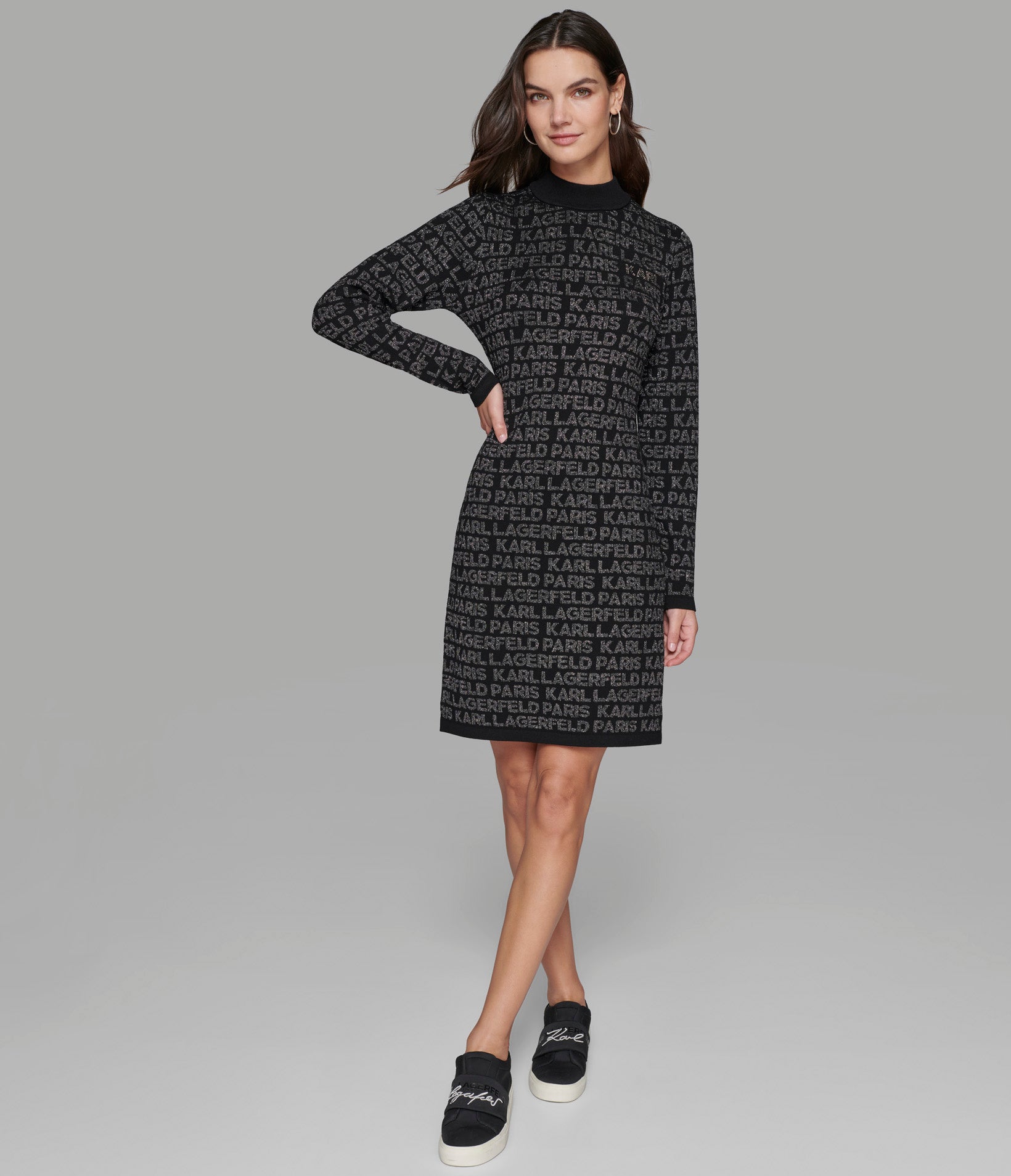 LOGO LONG SLEEVE SWEATER DRESS