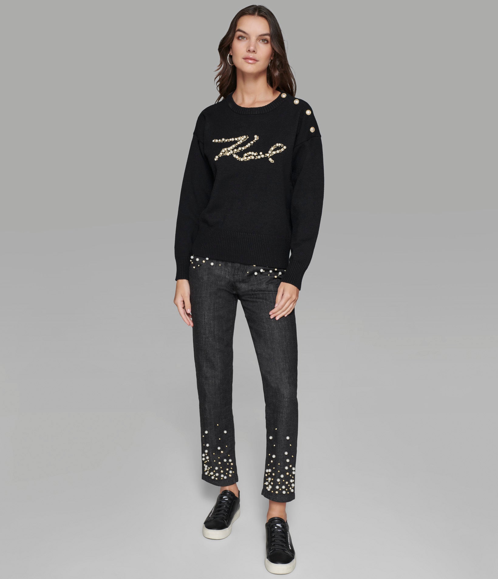 KARL SCRIPT PEARLS SWEATER