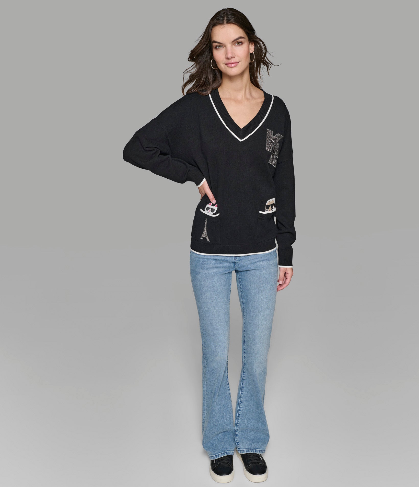 WHIMSY VARSITY SWEATER WITH POCKETS