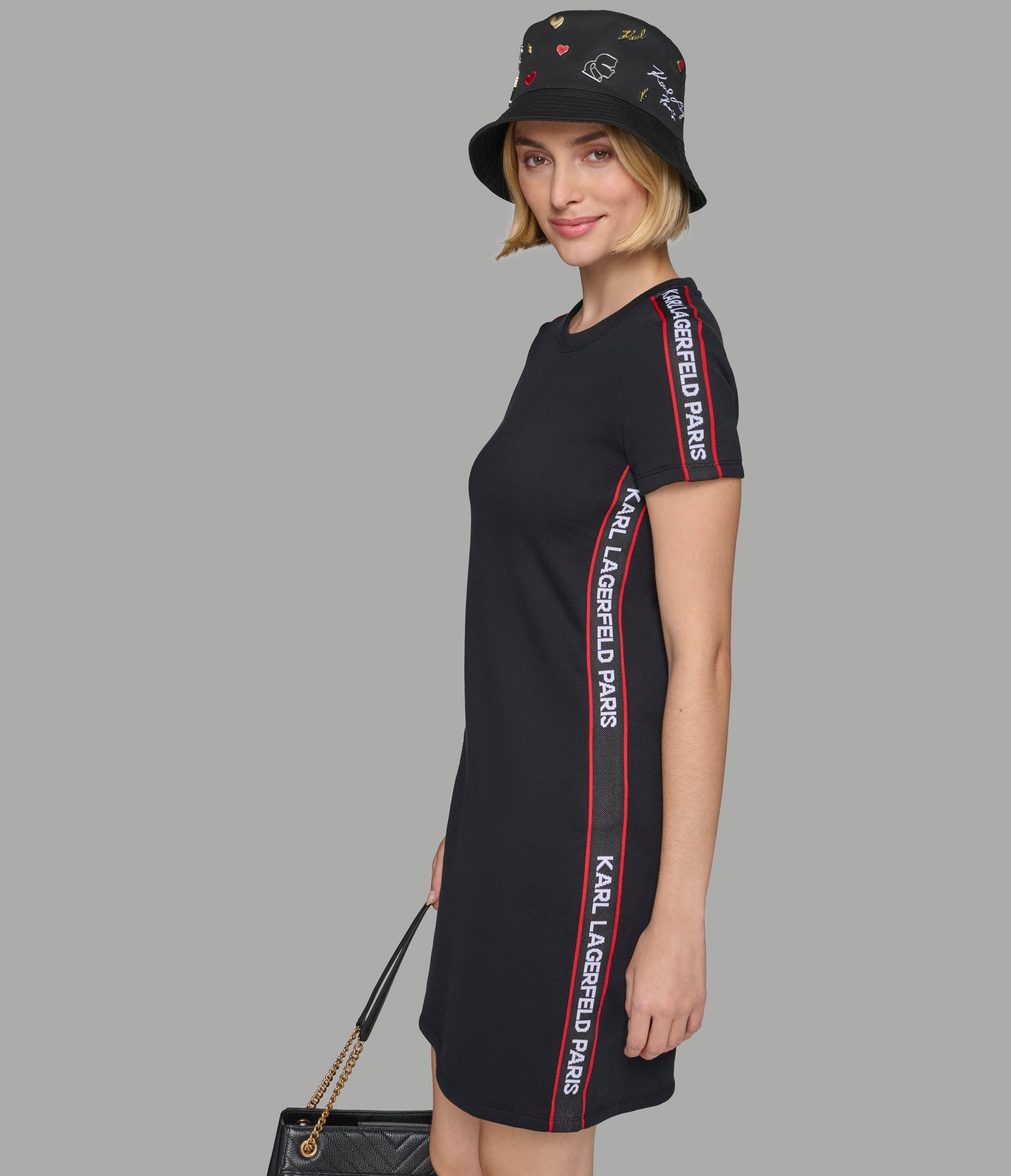 SHORT SLEEVE  LOGO TAPE SWEATSHIRT DRESS