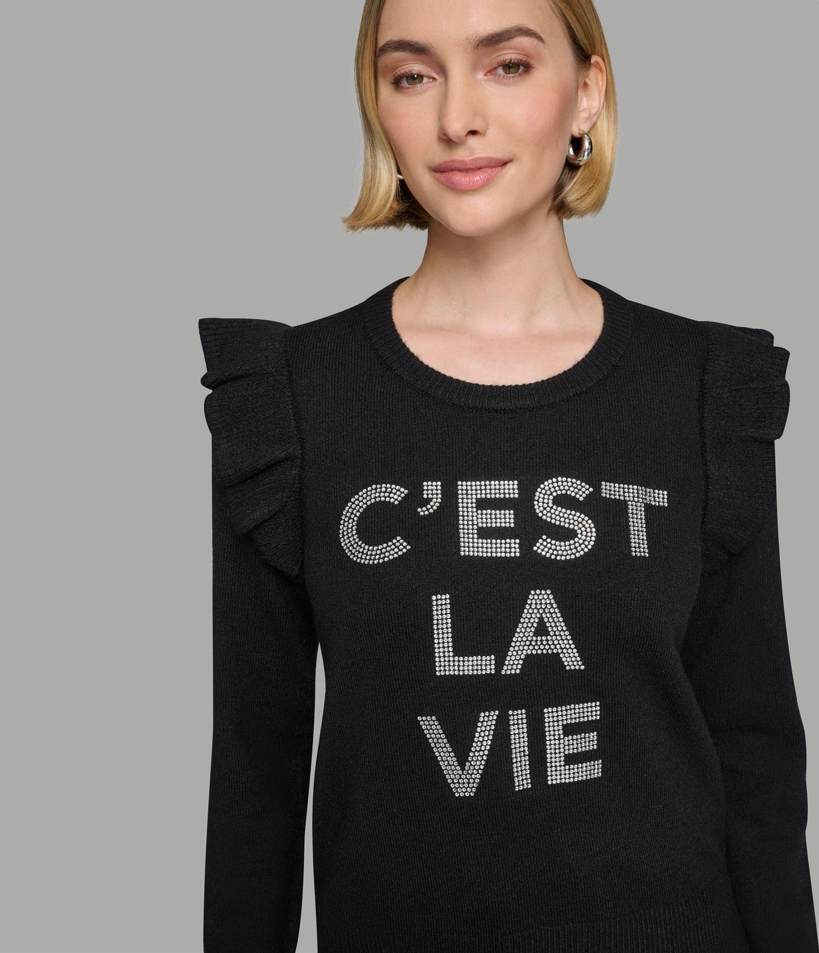 C'EST LA VIE RUFFLE SLEEVE SWEATER