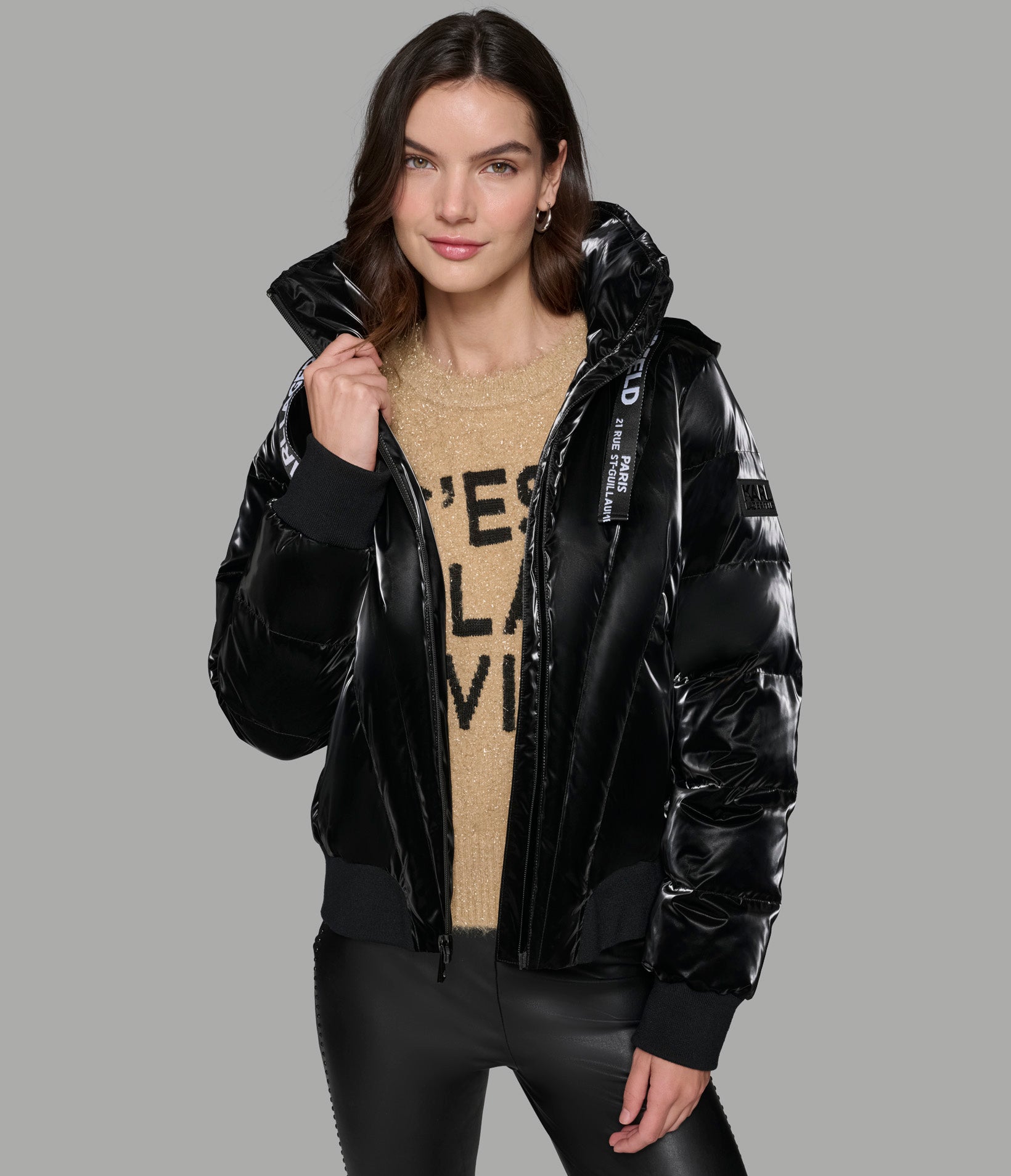 CROPPED LIQUID PUFFER JACKET