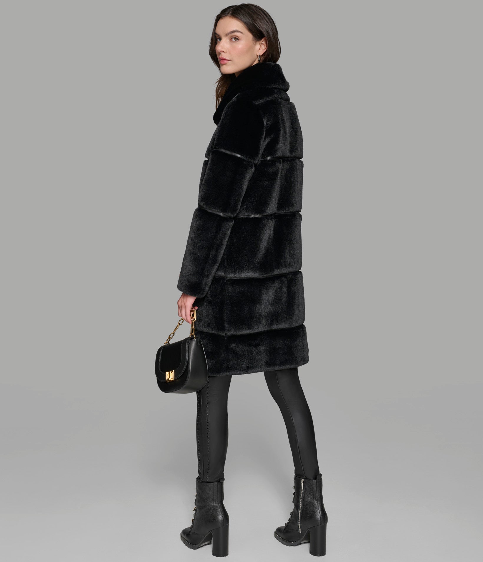 LONG CHANNEL FAUX MINK COAT Karl Lagerfeld Paris