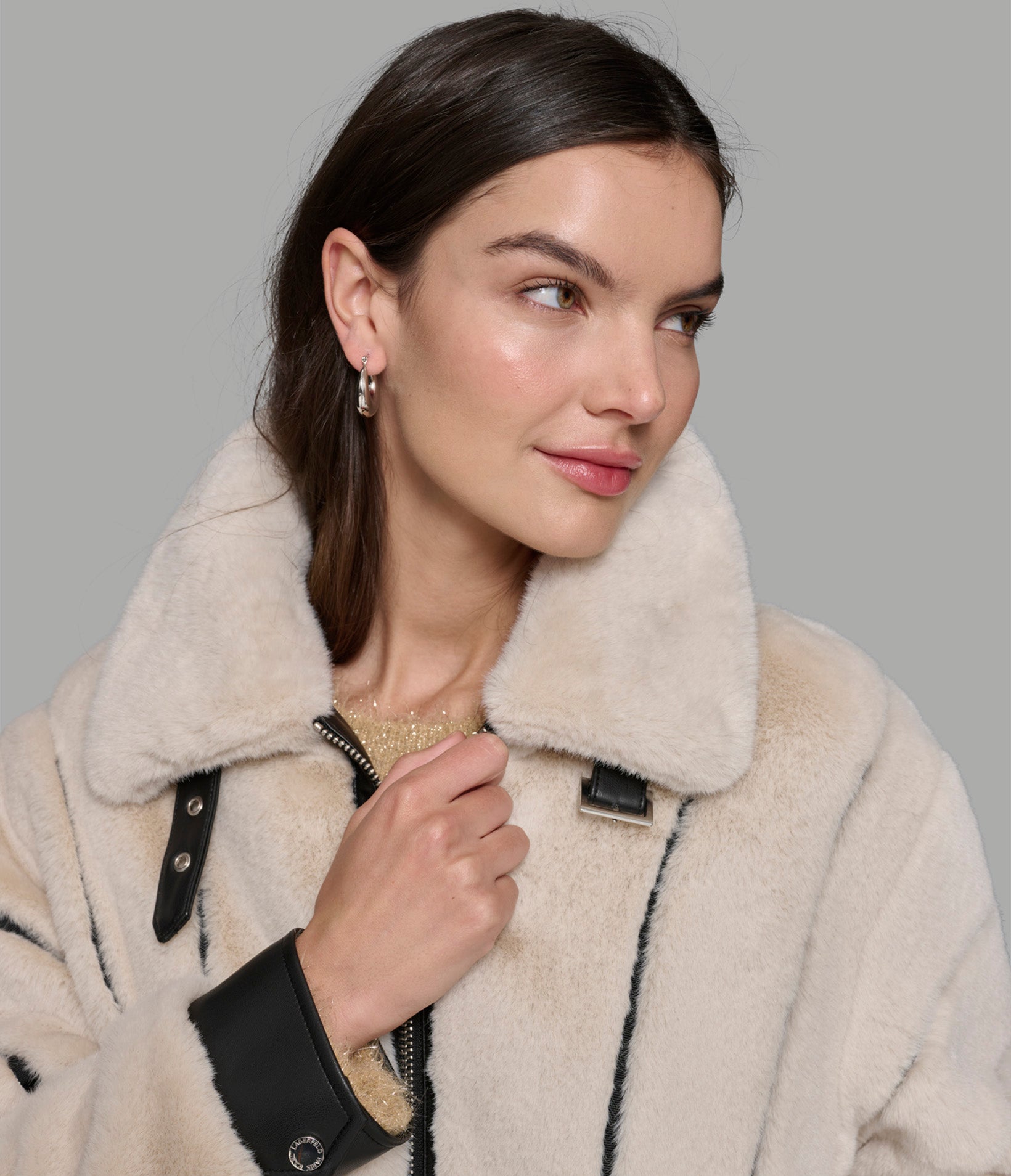 CHANNEL FAUX MINK AND PU BOMBER