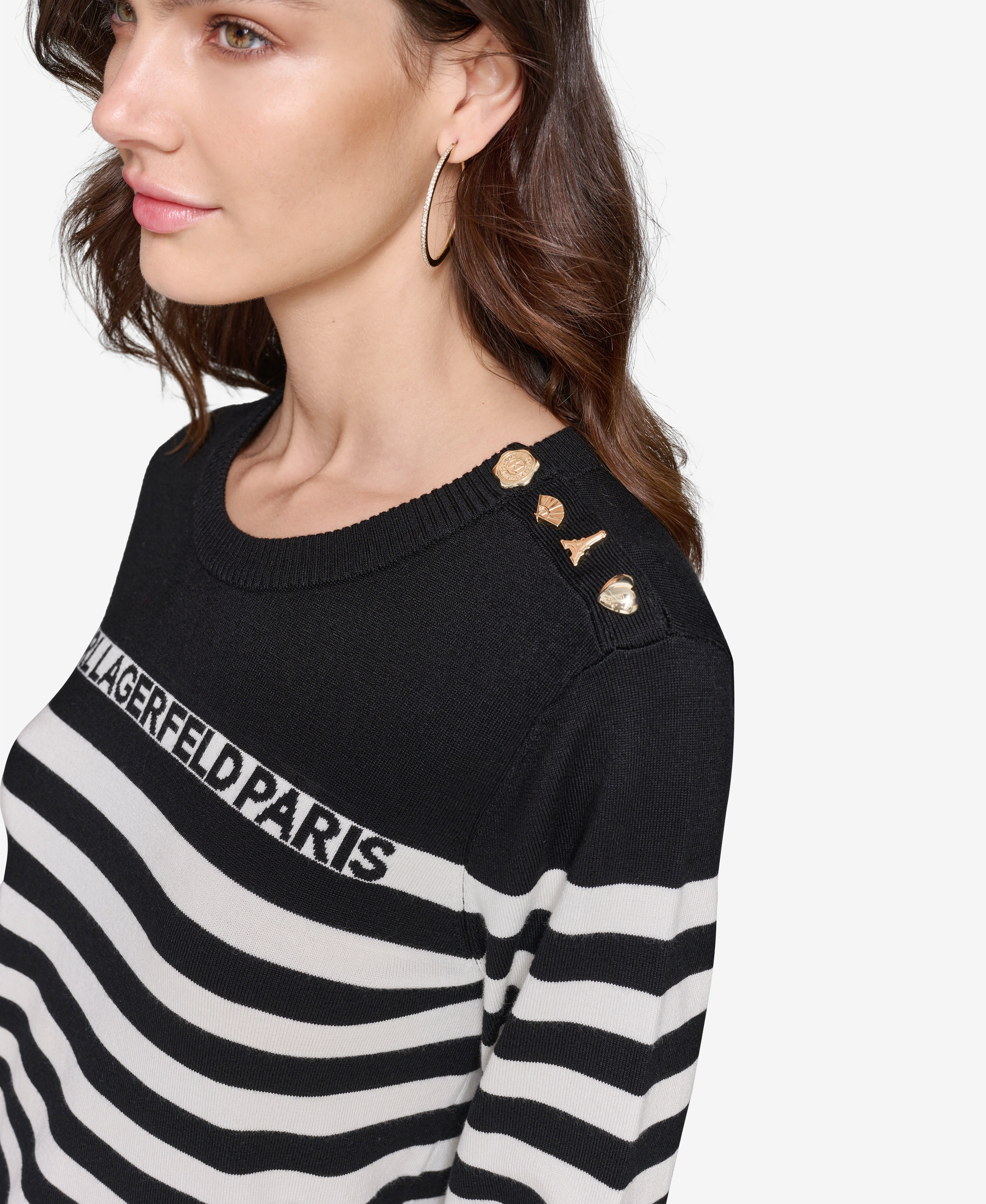 STRIPED LOGO SWEATER WITH PINS