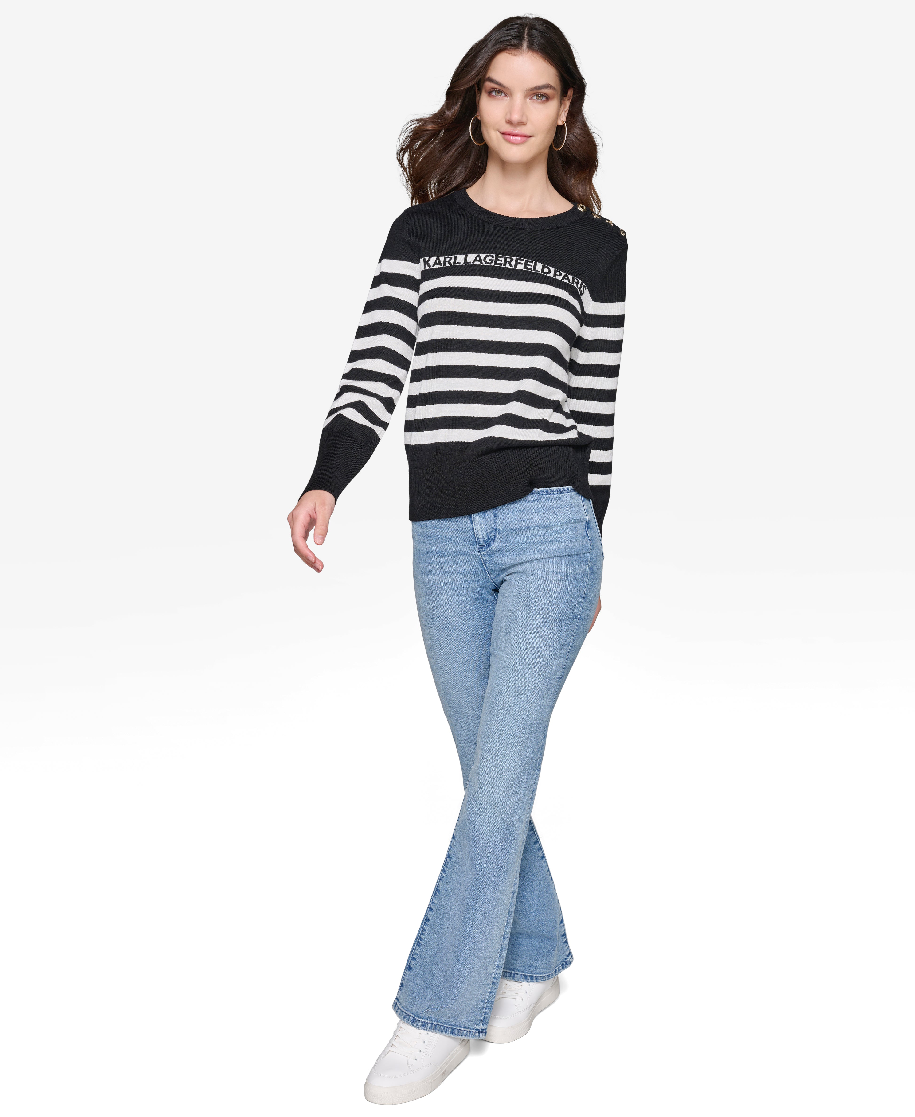 STRIPED LOGO SWEATER WITH PINS