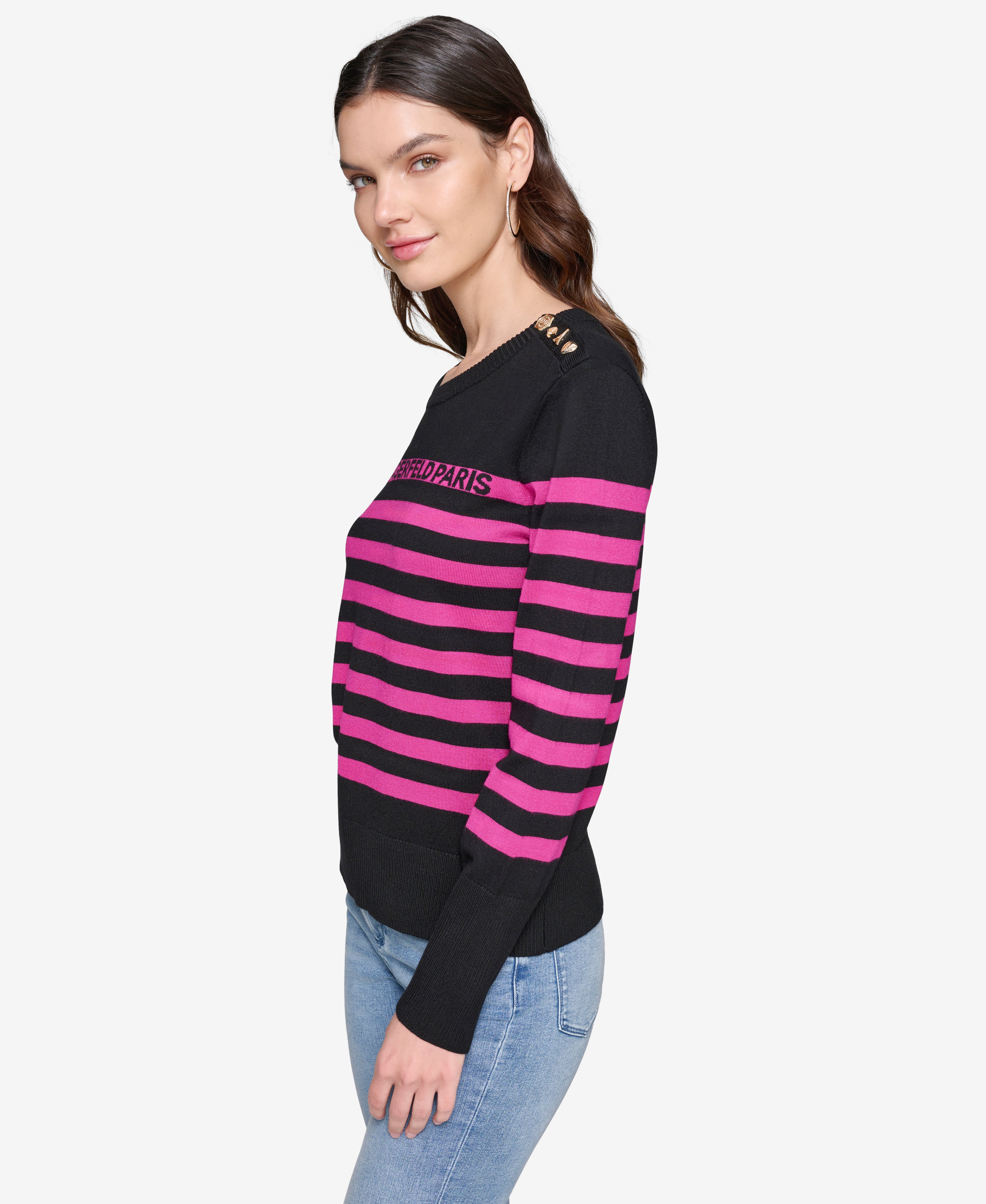 STRIPED LOGO SWEATER WITH PINS