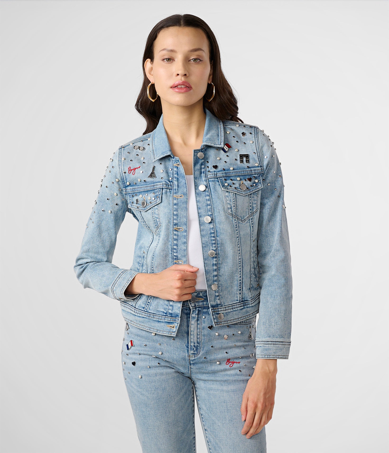 WHIMSY PINS DENIM JACKET | Karl Lagerfeld Paris