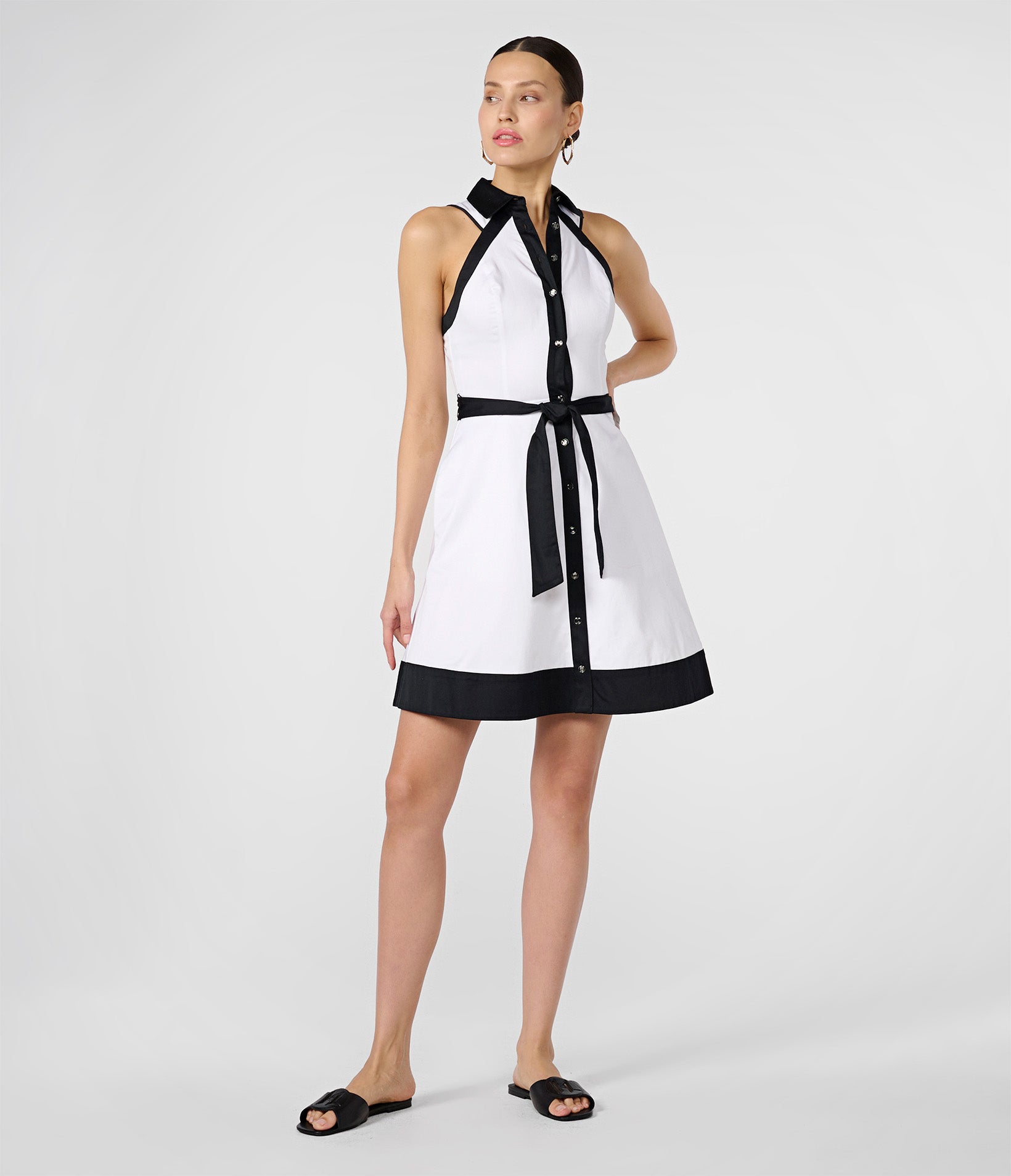 SLEEVELESS POPLIN SHIRT DRESS