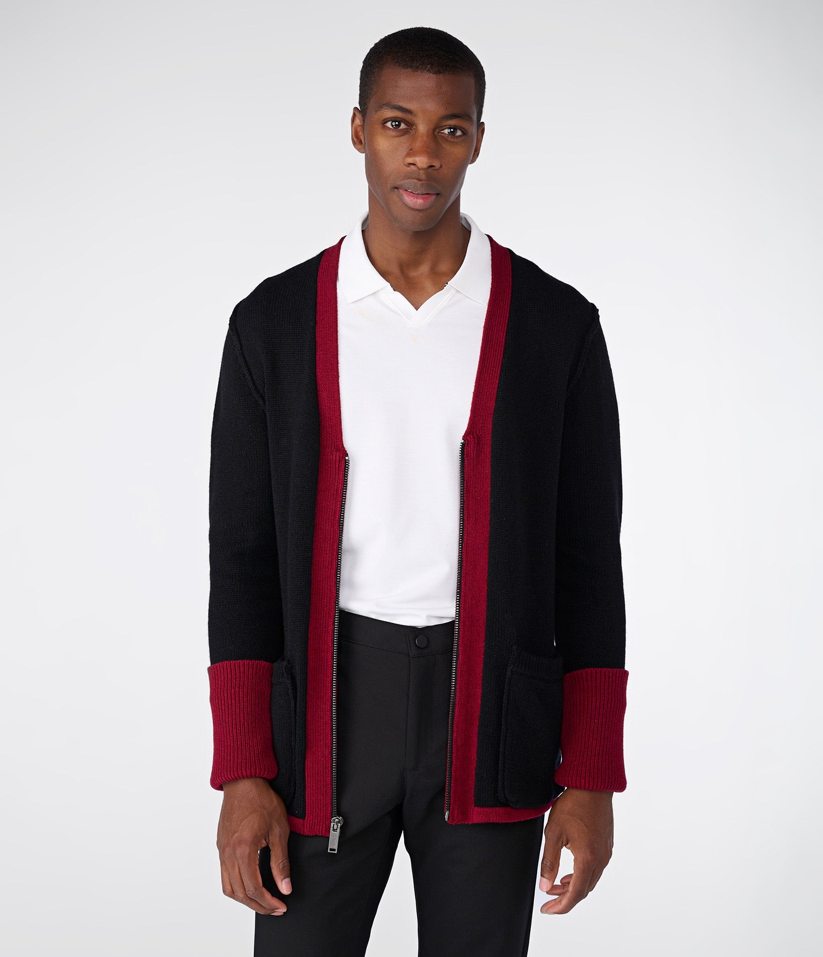 WOOL ZIP FRONT CARDIGAN | Karl Lagerfeld Paris