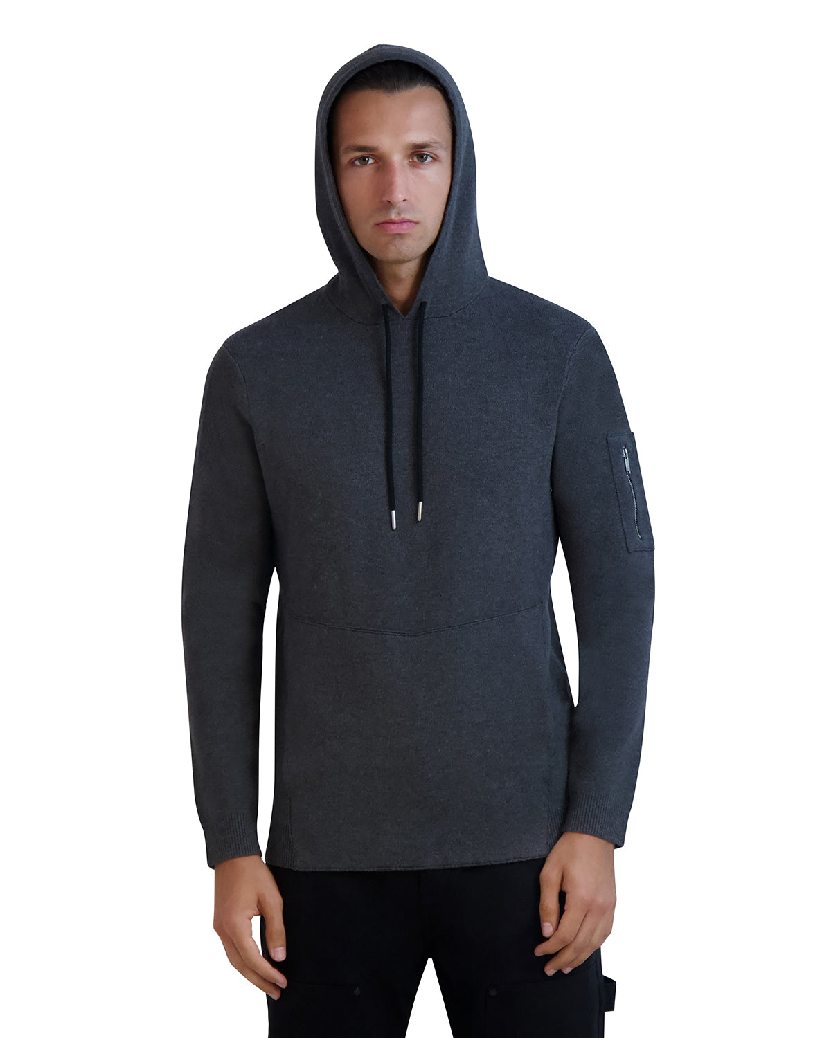 ZIPPER SLEEVE SWEATER HOODIE