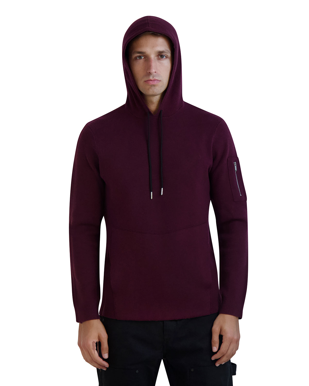 SWEATER HOODIE WITH ZIPPER ON SLEEVE