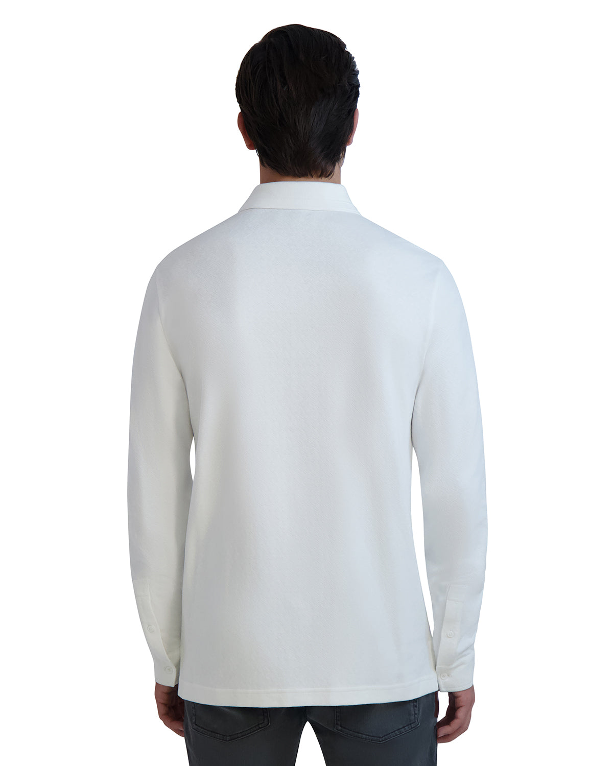 LONG SLEEVE POLO WITH METAL LOGO PLATE