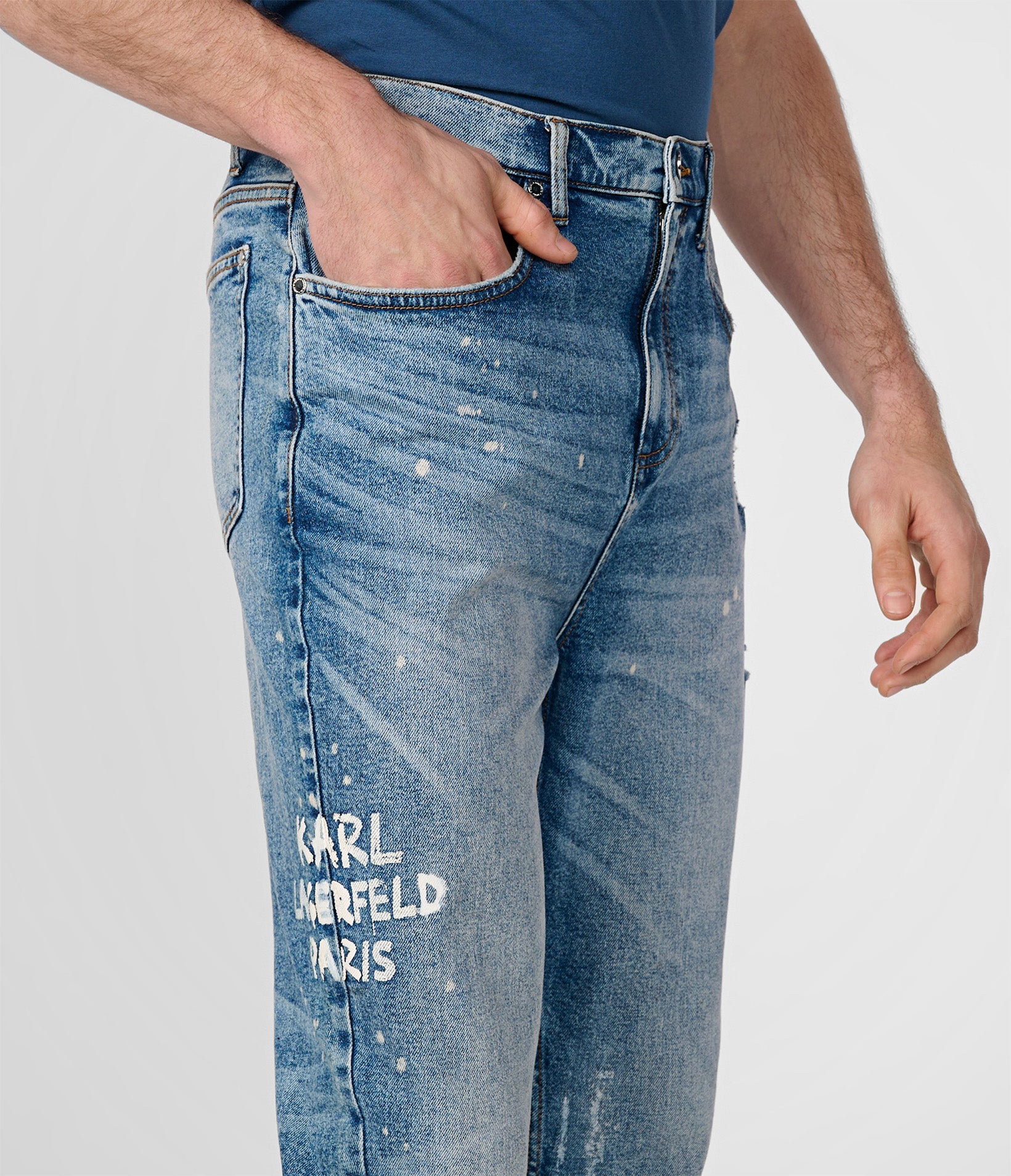 GRAFFITI LOGO 5 POCKET DENIM PANT | Karl Lagerfeld Paris