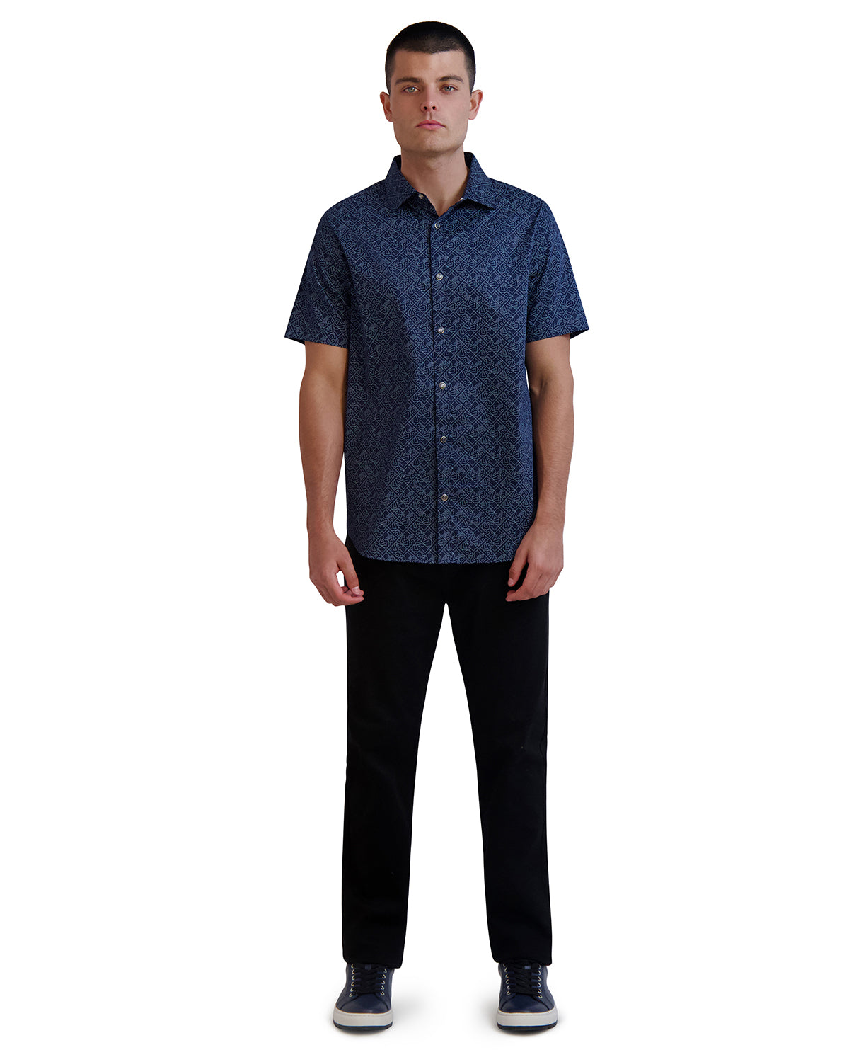 SHORT SLEEVE KARL PRINT BUTTON UP SHIRT