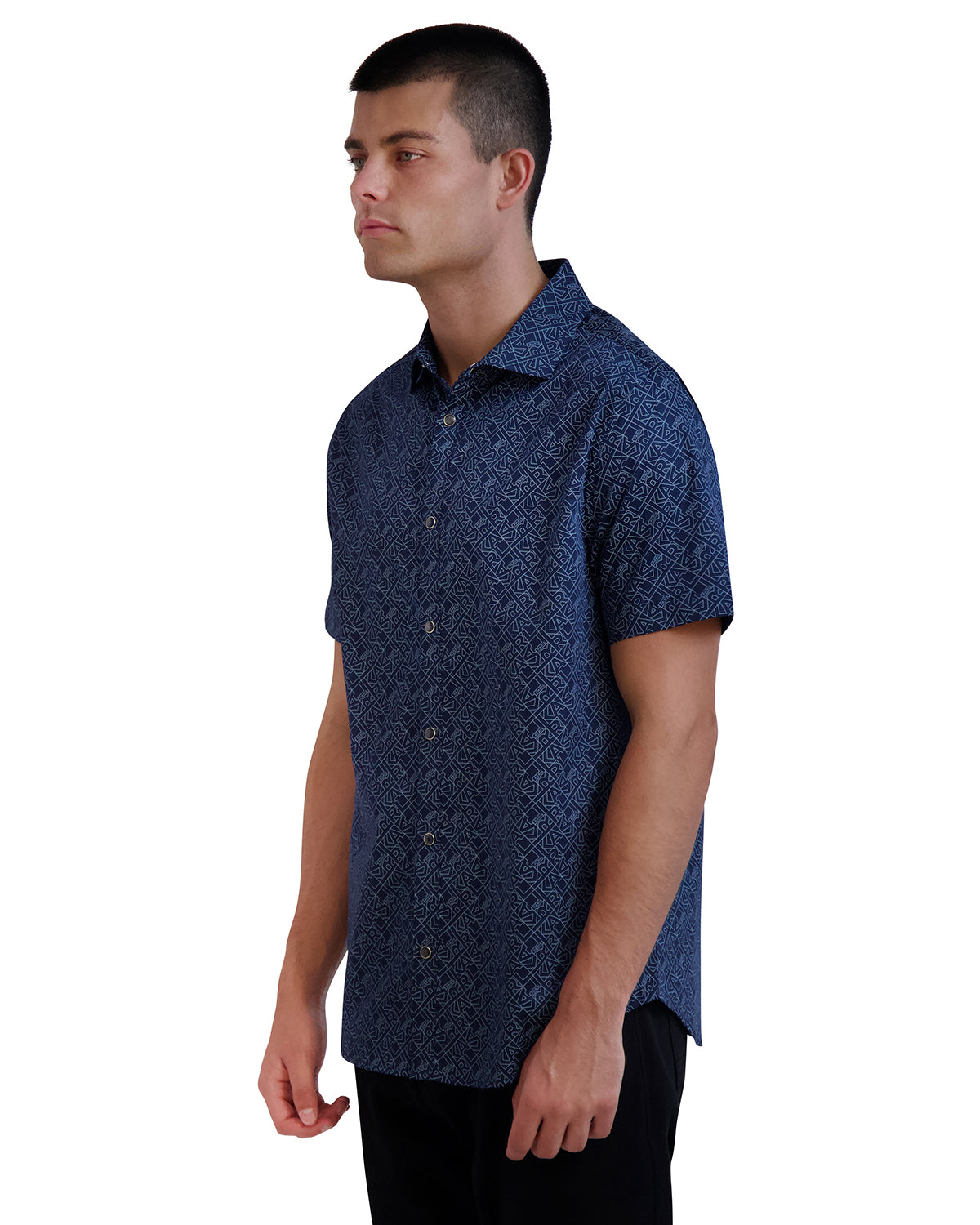 SHORT SLEEVE KARL PRINT BUTTON UP SHIRT