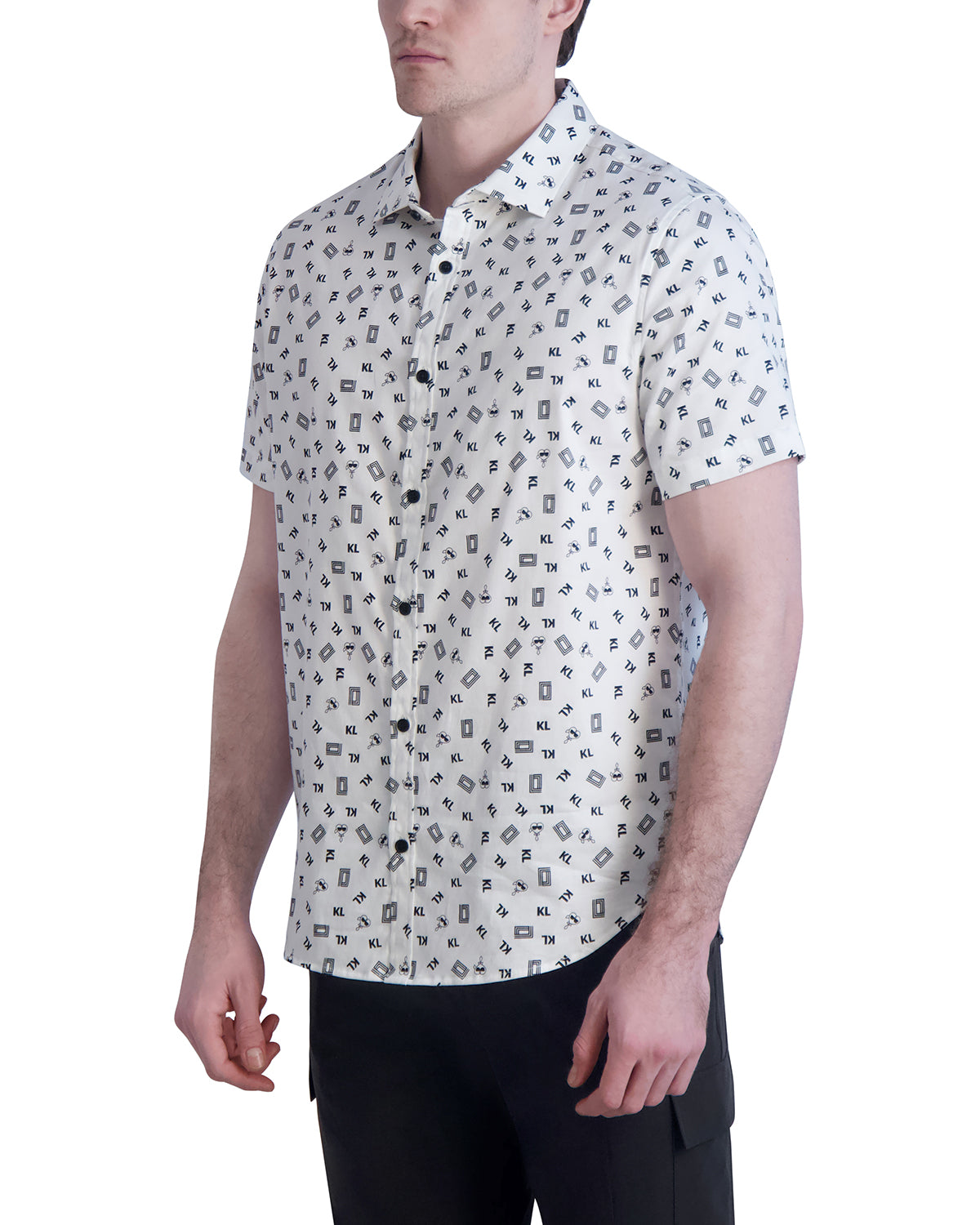 ALL OVER PRINTED SHORT SLEEVE BUTTON DOWN