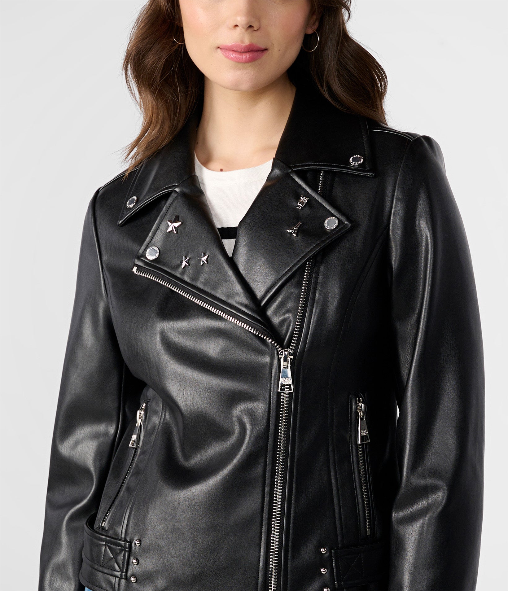 FAUX LEATHER STUDS MOTO JACKET